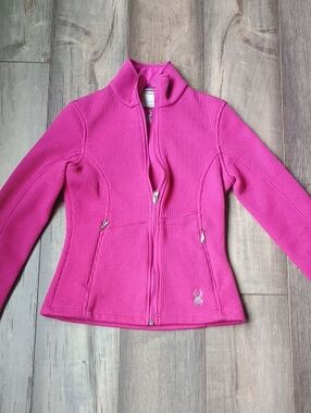 Spyder Women's Bright Pink Full-Zip Ribbed Jacket